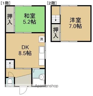 宮前町27番1棟2戸(ミヤマエチョウニジュウナナバンヒトムネニ)【1階】の間取り